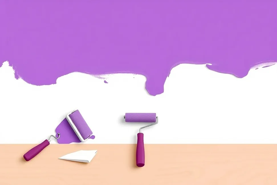 Outils de peinture disposés dans l'ordre des étapes du chantier